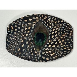 Vintage Lee Sands Genuine Peacock Feather Belt Buckle BOHO